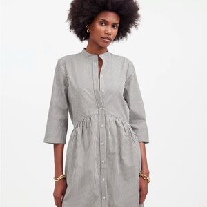 Madewell Gray Smocked Buttoned Dress